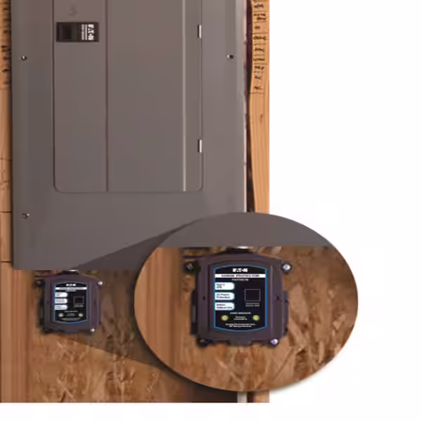 Residential electrical panel with a panel-mounted surge protective device — the kind of layered protection that helps a marginal system survive Tulsa summer load
